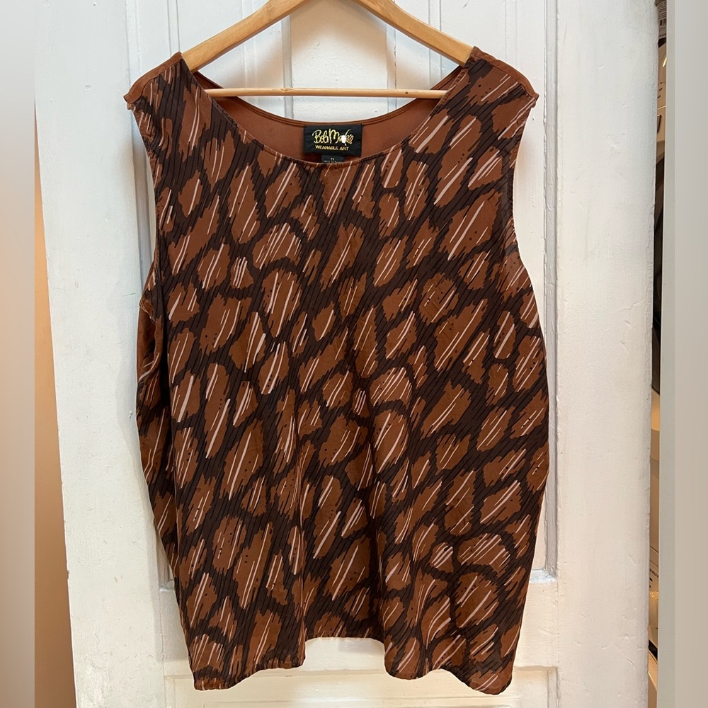 BOB MACKIE Wearable Art 100% Silk print Sleeveless Tank- 1X